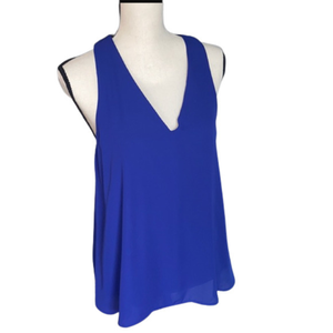 Banana Republic Petite Large Blue V Neck‎ Tank Fully Lined Keyhole
